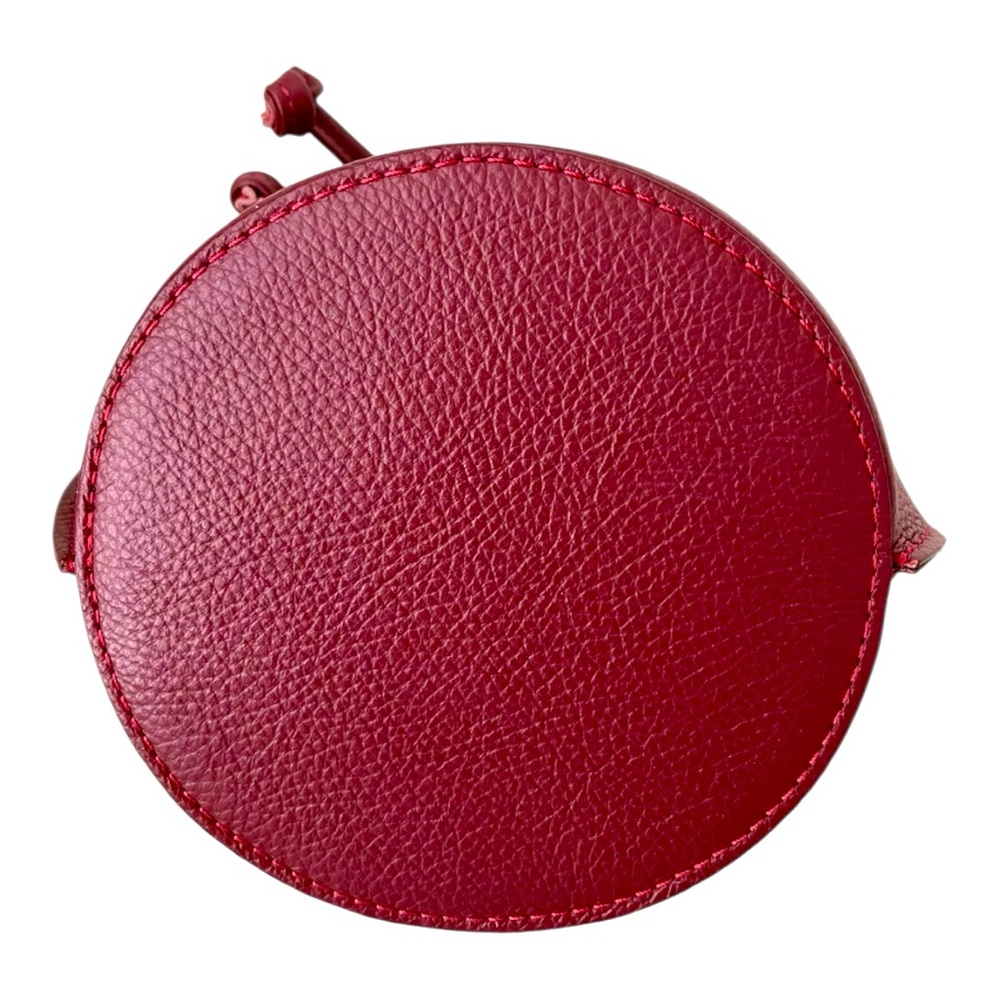 NWT Handmade Anna Paola Italy Leather Bucket Purse – Ruby Burgundy - Picture 3 of 15